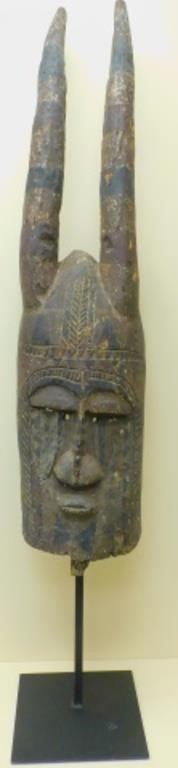 Appraisal: LARGE EARLY TH C CARVED AFRICAN MASK DEPICTINGa horned figure