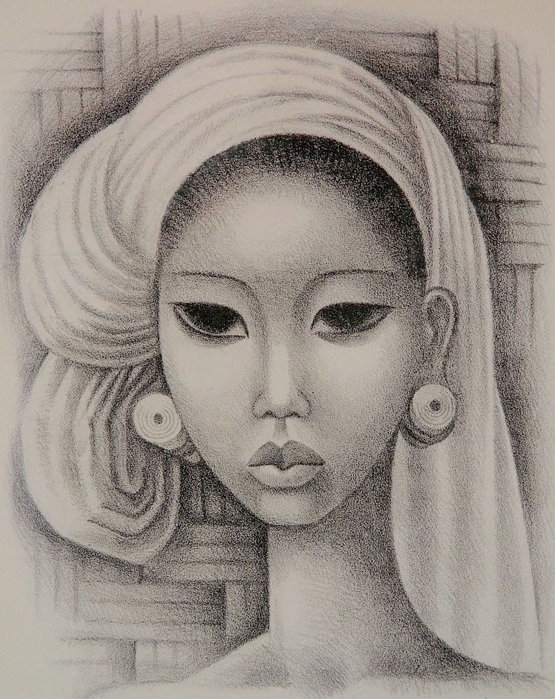 Appraisal: Miguel Covarrubias lithograph Miguel Covarrubias Mexican - - ''Balinese Girl''-