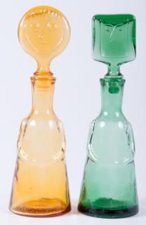 Appraisal: Erik Hoglund Modern Figural Glass Bottles Two Includes an amber