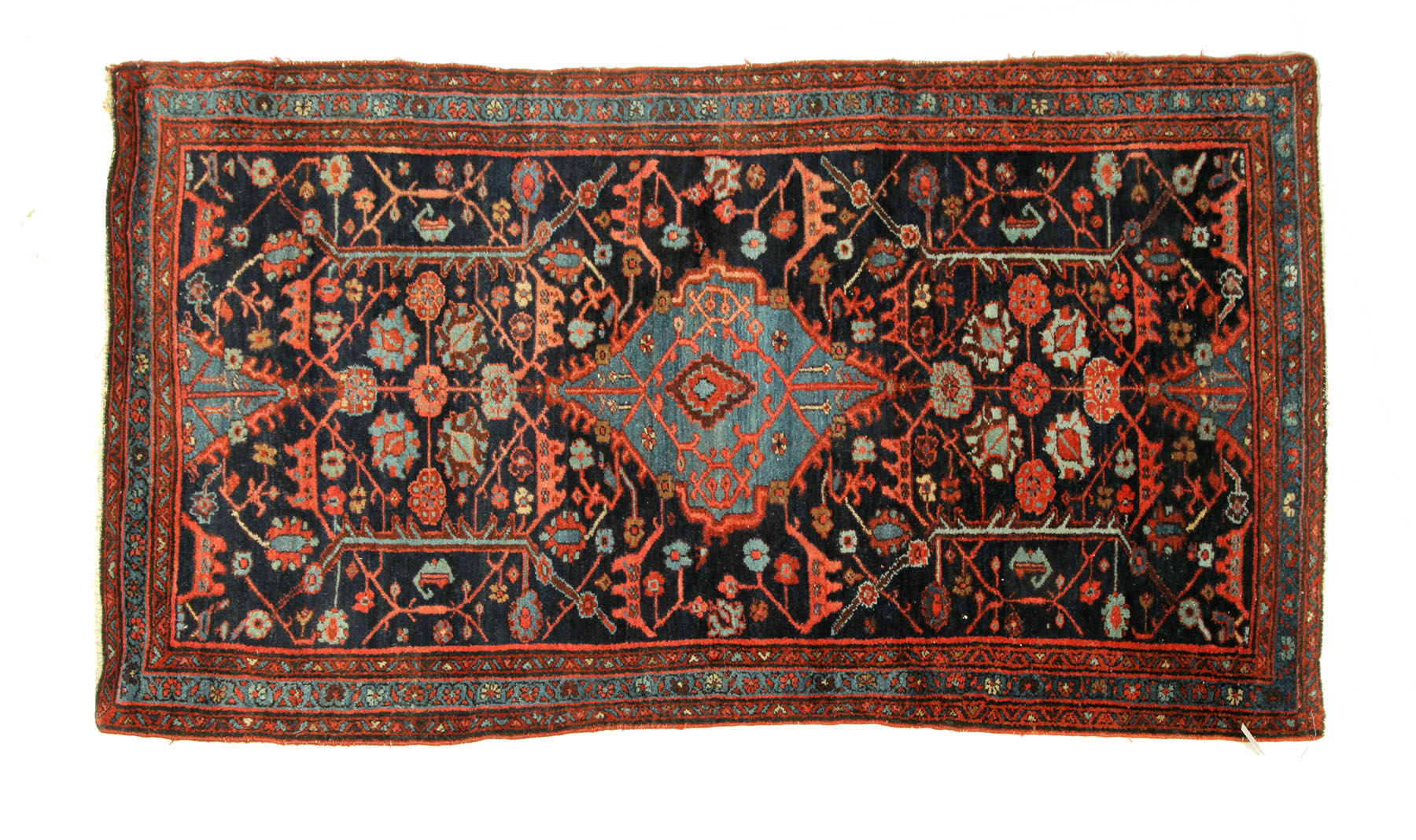 Appraisal: ORIENTAL RUG Mosul Floral design on black ground ' ''