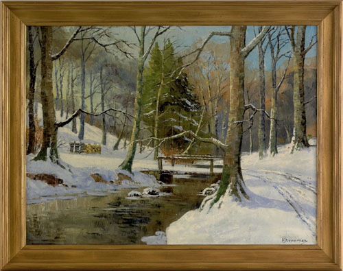 Appraisal: Viggo Jespersen Denmark b oil on canvas winter landscape signed