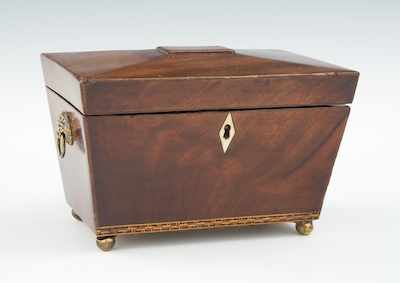 Appraisal: A Hand Made Wood Tea Caddy With a coffered hinged