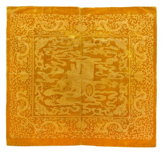 Appraisal: Sale Lot A Chinese Yellow Silk and Cut Velvet Panel