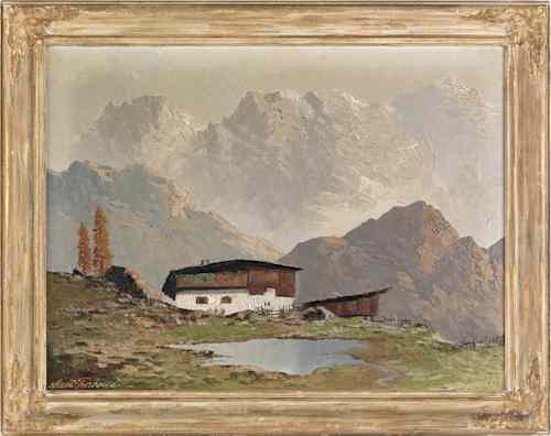 Appraisal: Arnold Grabone German - oil on canvas mountain landscape signed