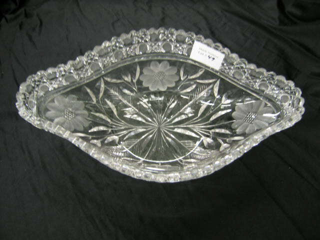 Appraisal: Cut Glass Fruit Bowl oval floral cane late brilliant period