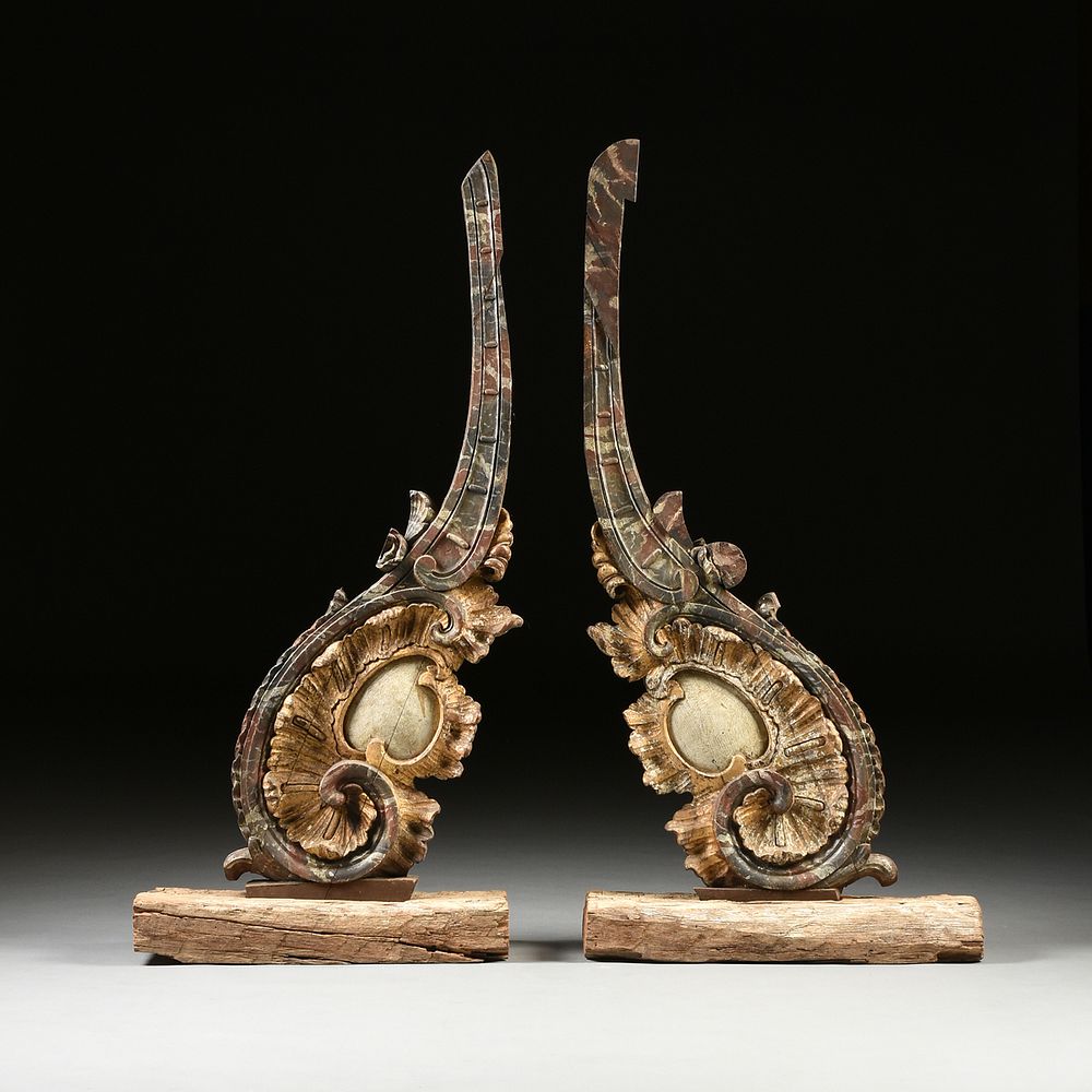 Appraisal: A PAIR OF LARGE ITALIAN ROCOCO GILT AND FAUX MARBLE