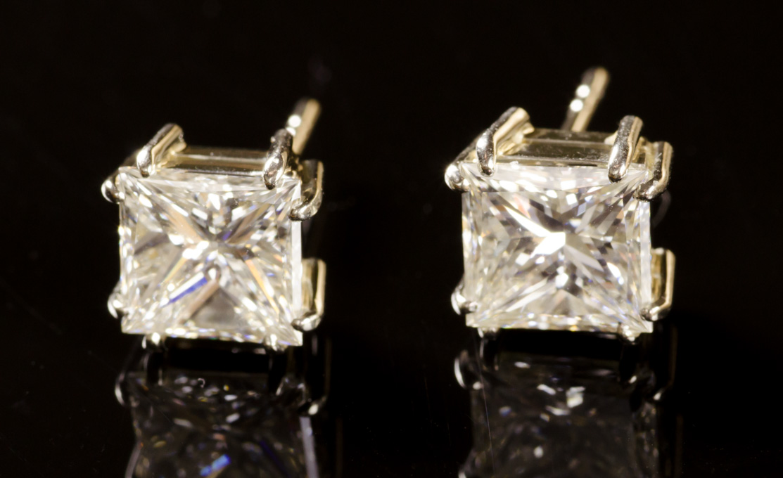 Appraisal: PAIR OF DIAMOND AND WHITE GOLD EAR STUDS each k