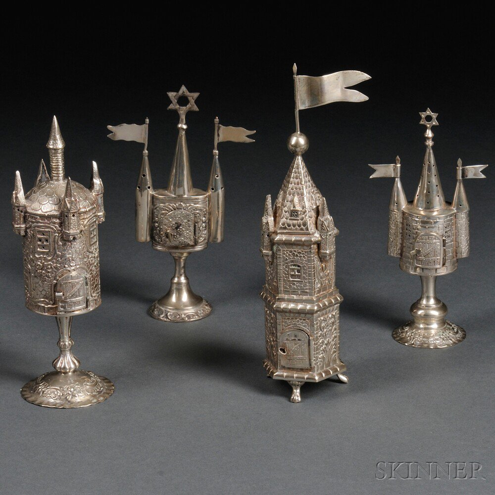 Appraisal: Four German-style Tower-form Spice Containers th century ht to in