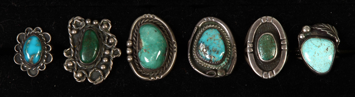 Appraisal: Group of Silver Turquoise Southwest Rings