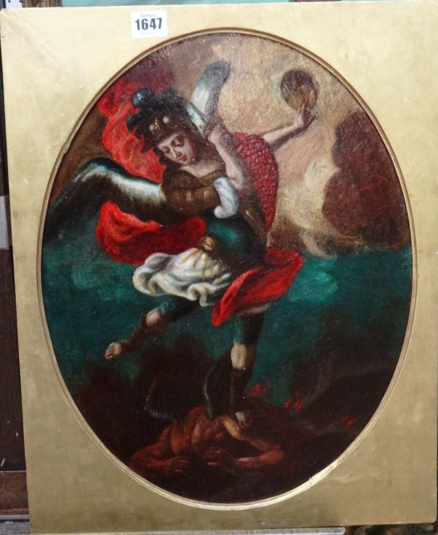 Appraisal: Italian School th century A winged warrior oil on canvas