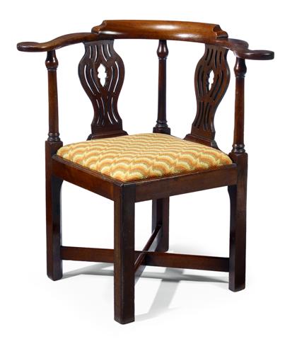 Appraisal: George III mahogany corner chair mid th century The curved