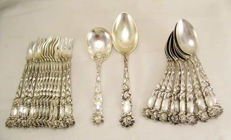 Appraisal: pcs Alvin Bridal Rose Sterling Flatware Includes - teaspoons -