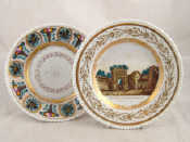 Appraisal: Ceramics Two Russian plates with beaded rims one with hand