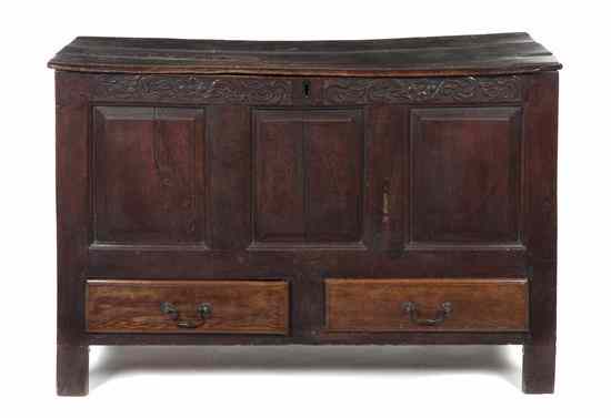 Appraisal: A Renaissance Revival Oak Linen Chest having a hinged rectangular