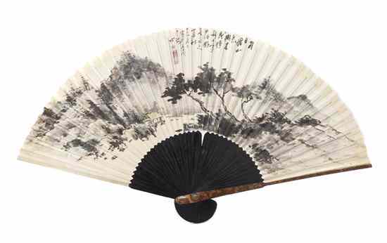 Appraisal: A Chinese Painted Folding Fan having ink and color painting