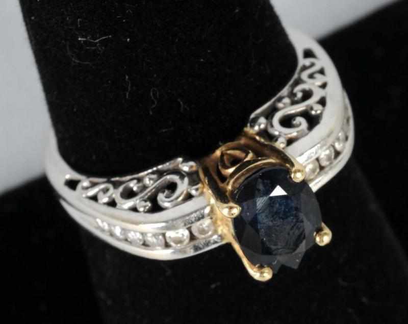 Appraisal: K W Gold Ring with Sapphire Diamonds Description carat sapphire