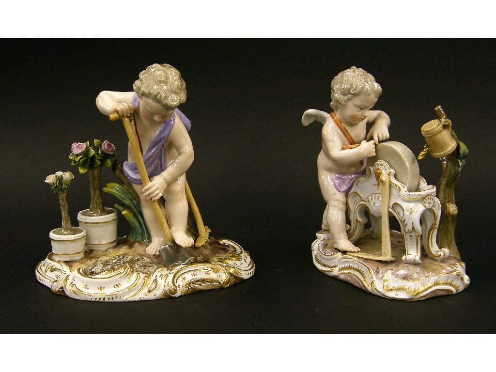 Appraisal: Meissen figure depicting a child digging with a spade in