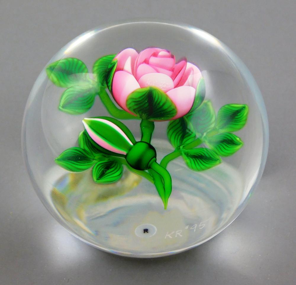 Appraisal: ART GLASS KEN ROSENFELD AMERICAN B STUDIO GLASS PAPERWEIGHT PINK