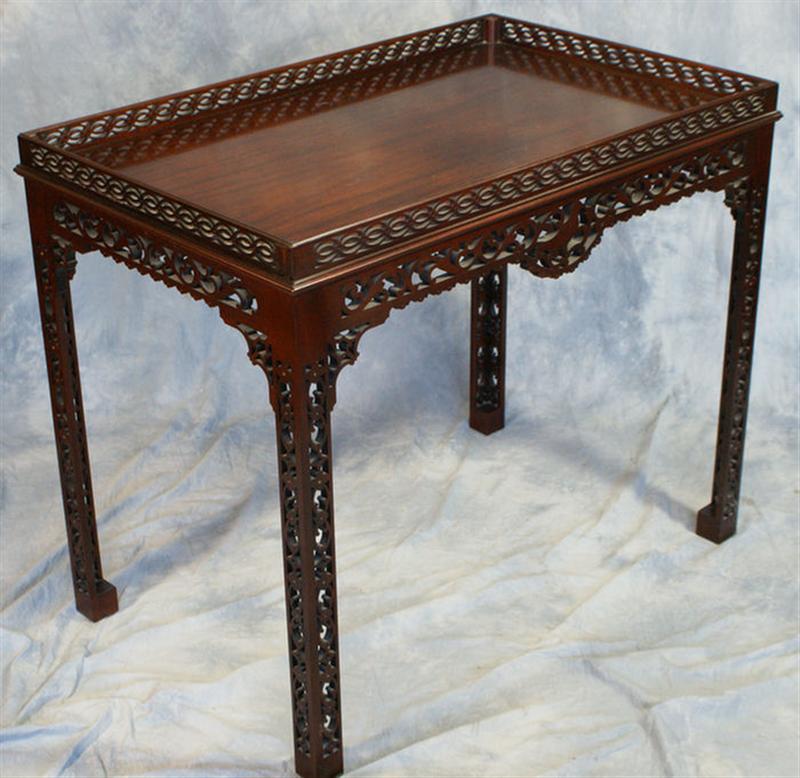 Appraisal: Mahogany Chinese Chippendale style table by Baker w x l