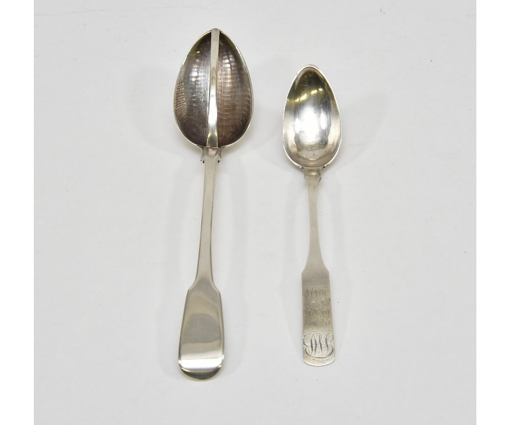 Appraisal: Large Georgian Silver Straining Spoons etc Large Georgian silver straining