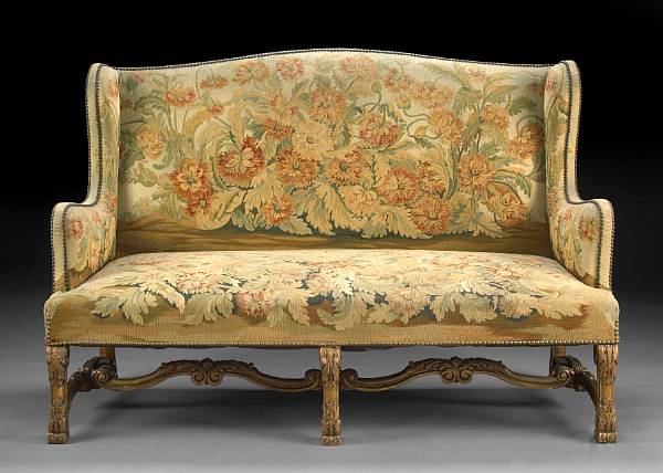 Appraisal: A Louis XIV style carved giltwood canap late th century