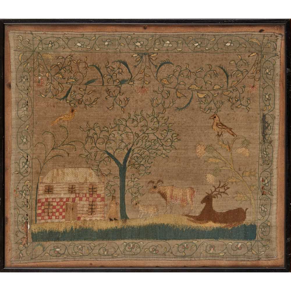 Appraisal: SCOTTISH GEORGIAN NEEDLEWORK PANEL LATE TH CENTURY worked in silks