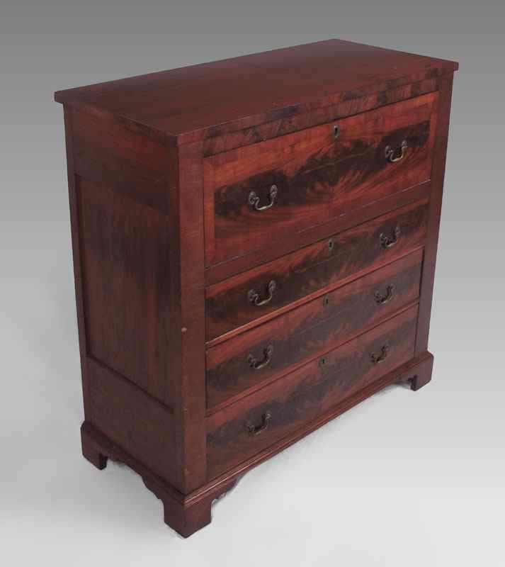 Appraisal: TH C DROP FRONT CHEST WITH DESK INTERIOR Mahogany veneer