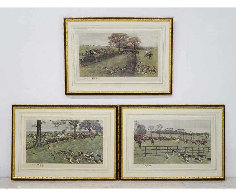 Appraisal: Three Cecil Aldin framed and matted hunting scenes published by