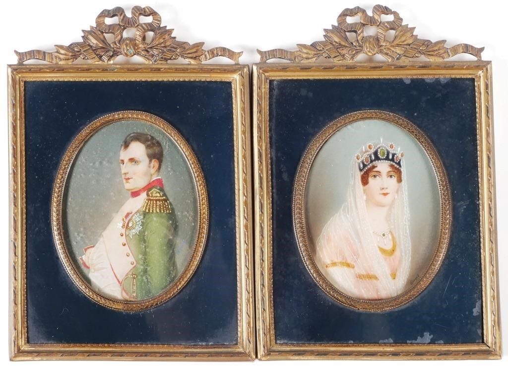 Appraisal: Two miniature antique oval framed portraits of Napoleon Bonaparte and