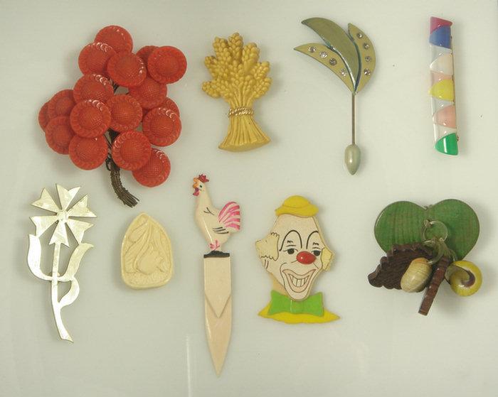 Appraisal: assorted plastic other costume jewelry pins earrings etc figural fruit