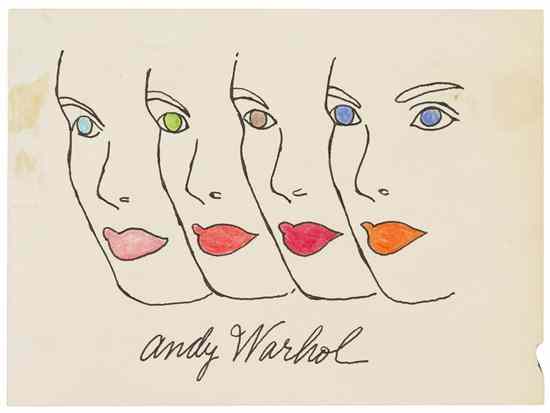 Appraisal: Andy Warhol American - Four Women pen and colored pencil