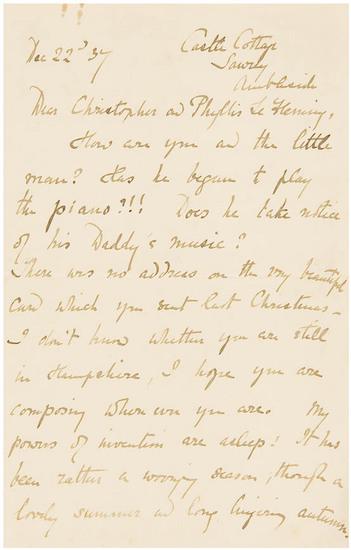 Appraisal: POTTER Helen Beatrix - An autograph letter to the composer