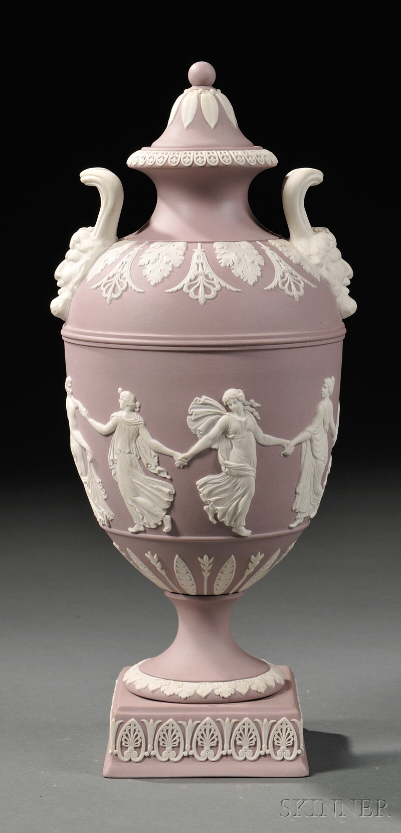 Appraisal: Modern Wedgwood Solid Lilac Jasper Vase and Cover England c