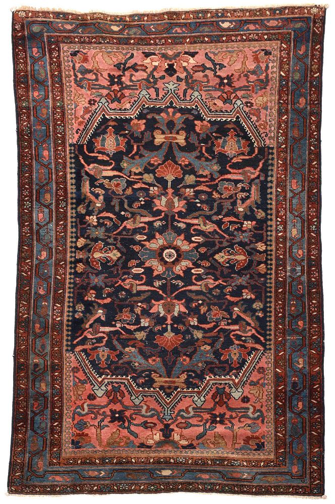 Appraisal: Hamadan Rug early th century blue field with floral and