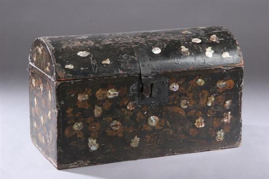 Appraisal: JAPANESE MOTHER-OF-PEARL INLAID BLACK LACQUER TRUNK Meiji period - in