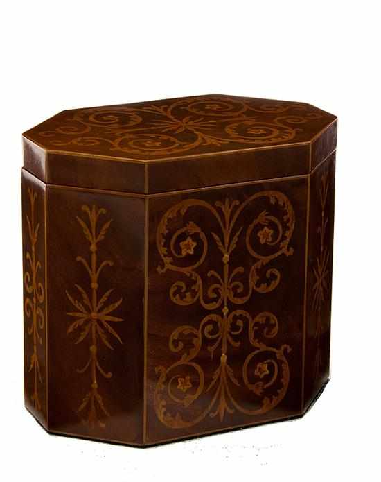 Appraisal: Marquetry inlaid box scrolling foliate design on rectangular box with