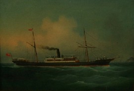 Appraisal: European Nineteenth Century School Motor Yacht off the Coast oil