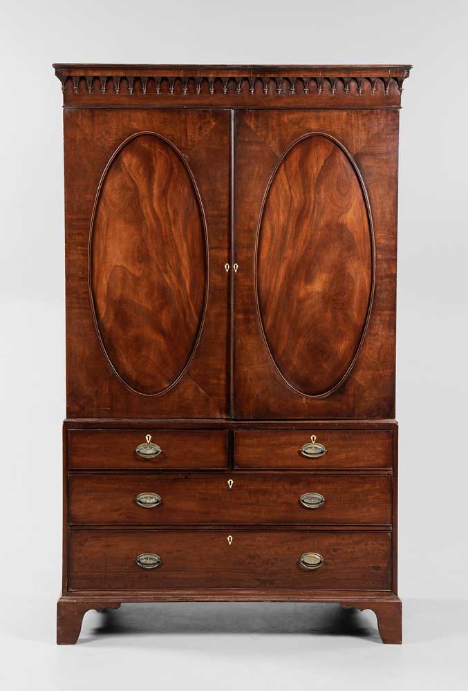 Appraisal: George III Mahogany Linen Press British late th early th