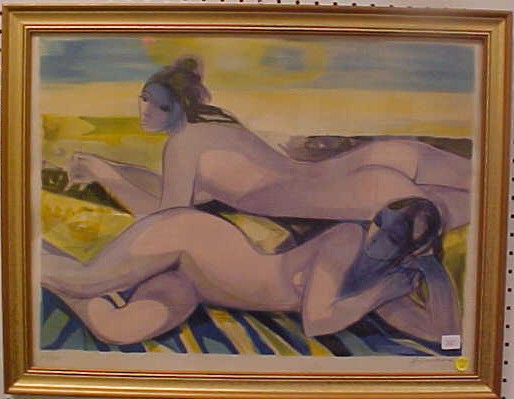 Appraisal: Camille Hilaire French - limited edition color lithograph two reclining