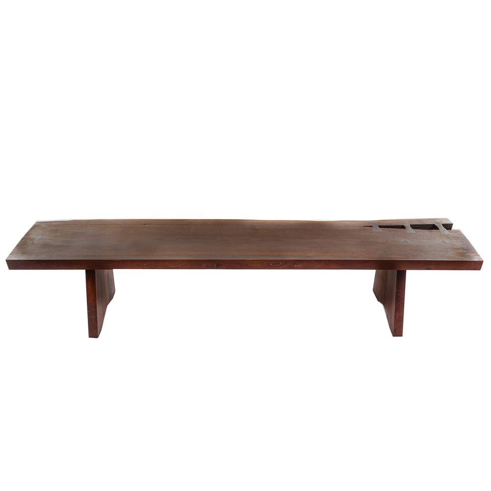 Appraisal: Nakashima Style Walnut Slab Bench Circa Benchmade by woodworker craftsman