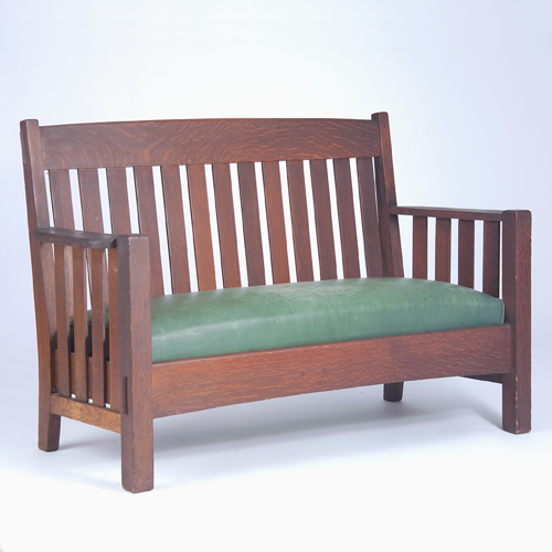 Appraisal: CORTLAND CHAIR CO Settee with vertical back and side slats