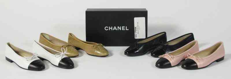 Appraisal: Four Pairs of Ballet Flats Chanelincluding a pair of classic