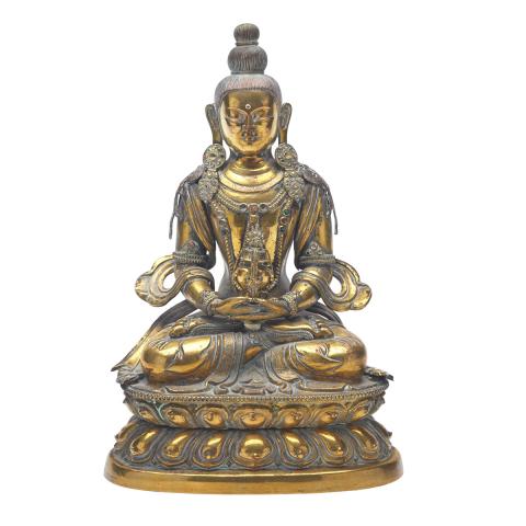 Appraisal: Large Gilt Repouss Bronze Figure of Amitayus Tibet th Century