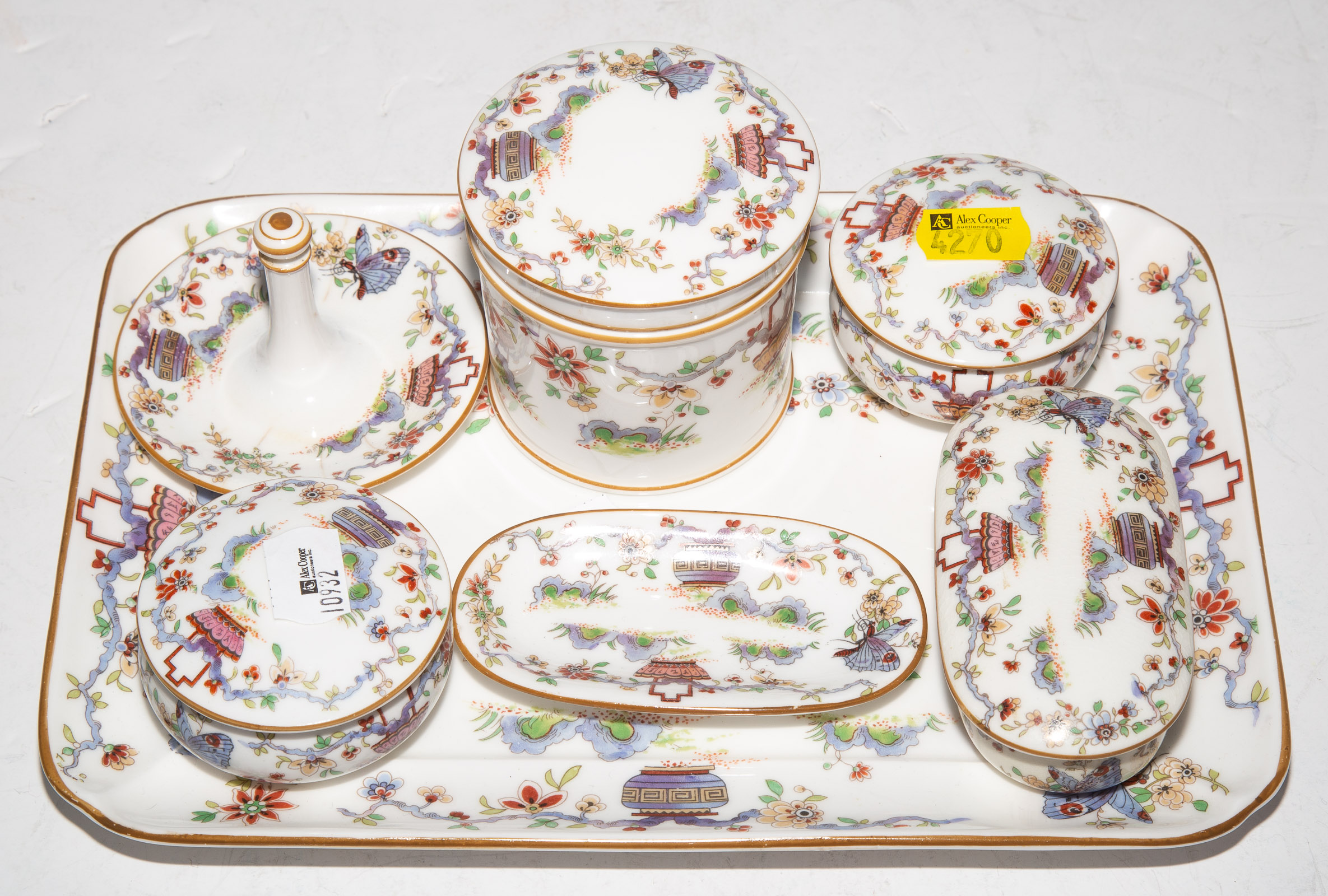 Appraisal: ROYAL WORCESTER PORCELAIN DRESSER SET Early th century comprising seven