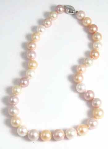 Appraisal: MULTI-COLOR PRINCESS LENGTH PEARL NECKLACE - inches and strung with