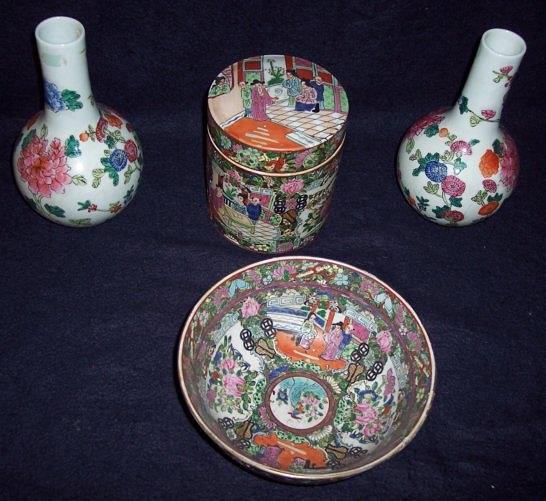 Appraisal: A pair of modern Oriental globe and shaft vases decorated