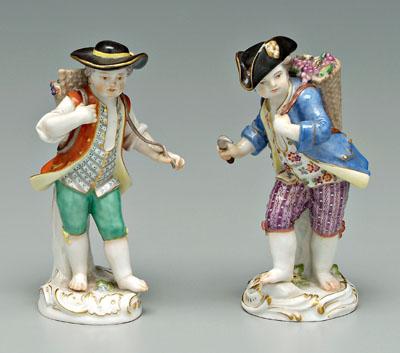 Appraisal: Pair Meissen figurines two barefoot children with baskets of grapes