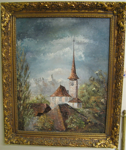 Appraisal: WILLY GISIN OIL ON MASONITE Swiss born Sigriswil Switzerland a