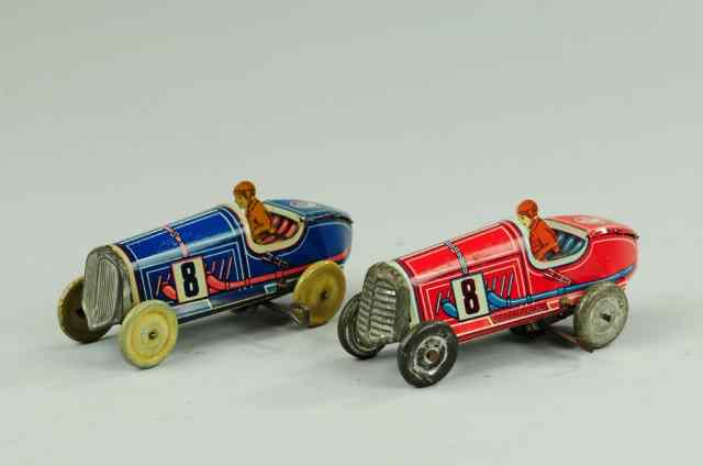 Appraisal: TWO FRENCH RACE CARS Memo France lithographed tin one red