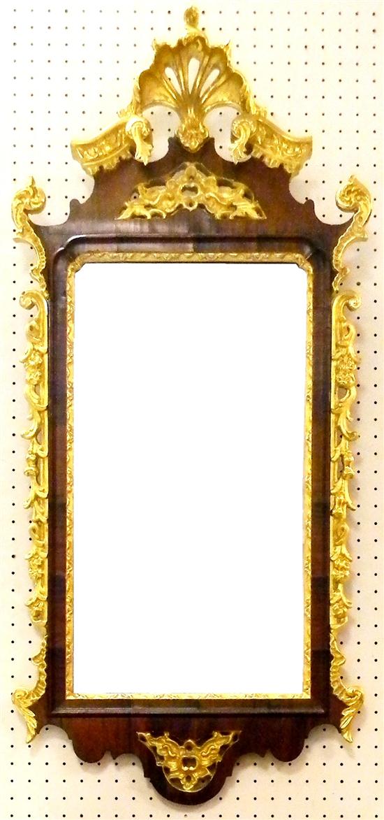 Appraisal: Wall mirror Chippendale th th C elaborate gilt trim at